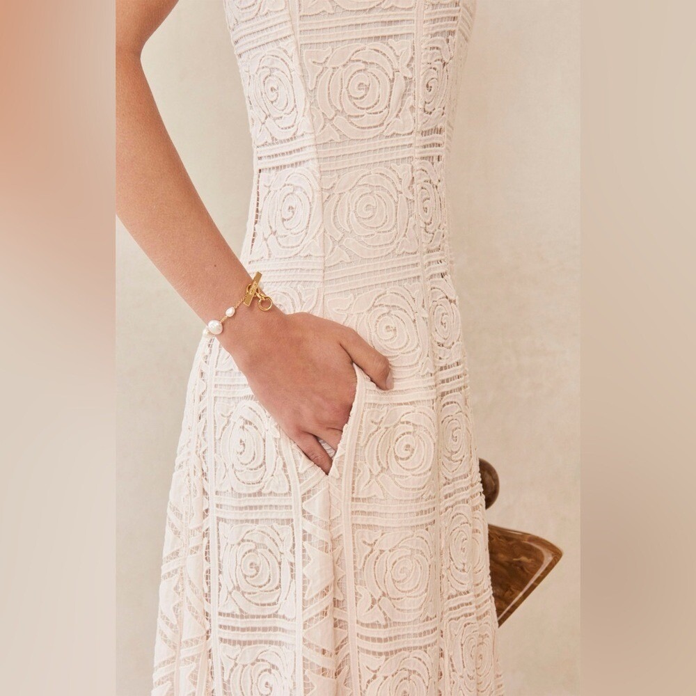 Cult Gaia Solia Floral Lace Maxi Dress In Gardenia - Picture 5 of 13